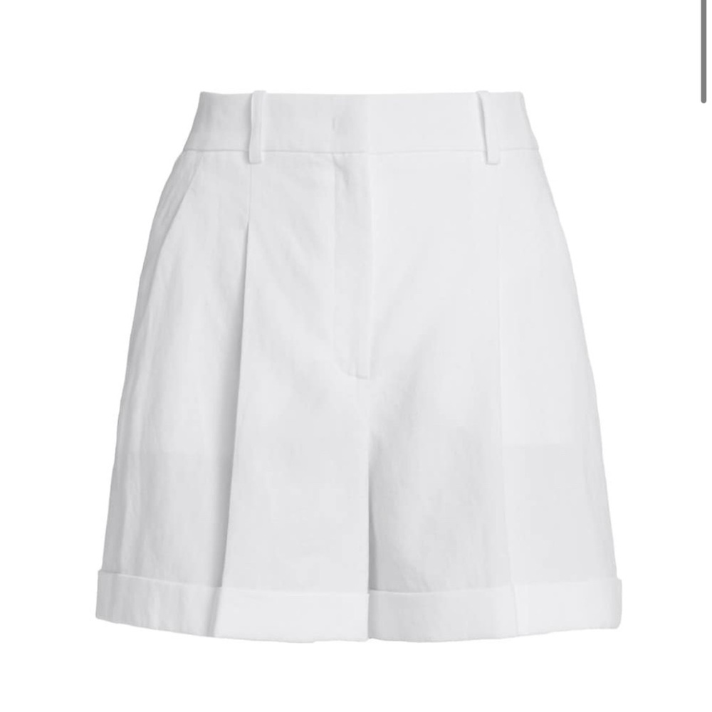 MICHAEL KORS Pleated Cuffed Linen Crepe Shorts